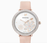  Shop Authentic Swarovski Crystal Quartz Pink Dial Pink Leather Strap Watch for Women - 5575217 - Luxxuri