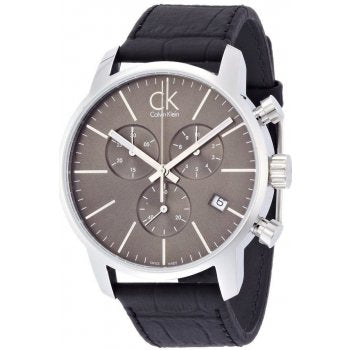  Shop Authentic Calvin Klein City Chronograph Black Dial Black Leather Strap Watch for Men - K2G271C3 - Luxxuri