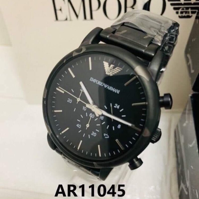  Shop Authentic Emporio Armani Luigi Chronograph Black Dial Black Steep Strap Watch For Men - AR11045 - Luxxuri