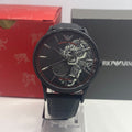  Shop Authentic Emporio Armani Meccanico Skeleton Black Dial Black Leather Strap Watch For Men - AR60046 - Luxxuri