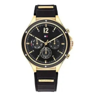  Shop Authentic Tommy Hilfiger Eve Chronograph Quartz Black Dial Black Silicone Strap Watch For Women - 1782282 - Luxxuri