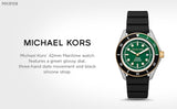  Shop Authentic Michael Kors Maritime Analog Green Dial Black Silicone Strap Watch for Men - MK9158 - Luxxuri