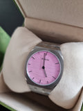  Shop Authentic Gucci 25H Quartz Pink Dial Silver Steel Strap Watch for Women - YA163410 - Luxxuri