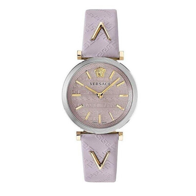  Shop Authentic Versace V-Twist Quartz Purple Dial Purple Leather Strap Watch for Women - VELS00219 - Luxxuri