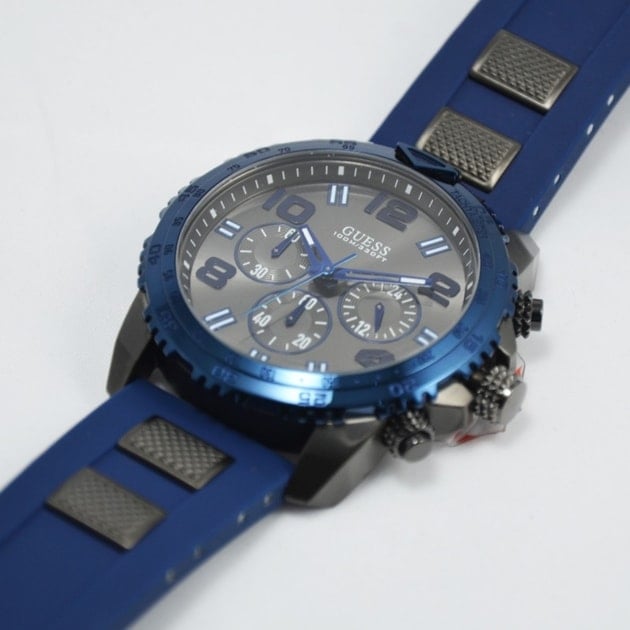  Shop Authentic Guess Velocity Blue Dial Blue Rubber Strap Watch for Men - W0599G2 - Luxxuri
