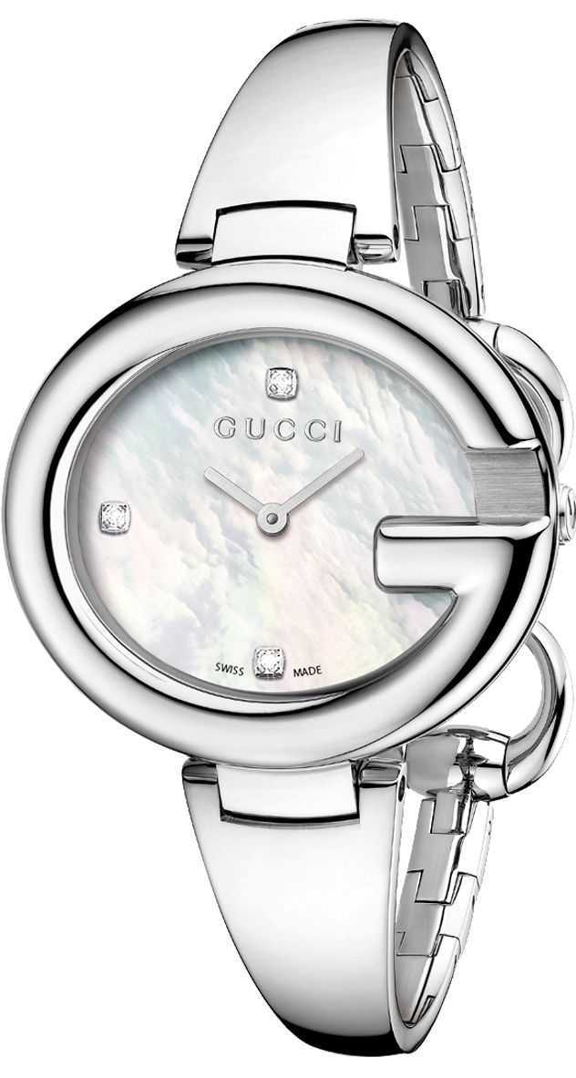  Shop Authentic Gucci Guccissima Diamonds Mother of Pearl Dial Silver Steel Strap Watch For Women - YA134303 - Luxxuri