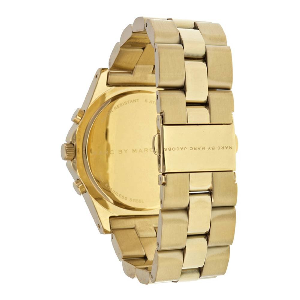  Shop Authentic Marc Jacobs Blade Chronograph Black Dial Gold Steel Strap Watch for Women - MBM3309 - Luxxuri