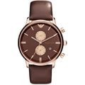  Shop Authentic Emporio Armani Classic Chronograph Brown Dial Brown Leather Strap Watch For Men - AR0387 - Luxxuri