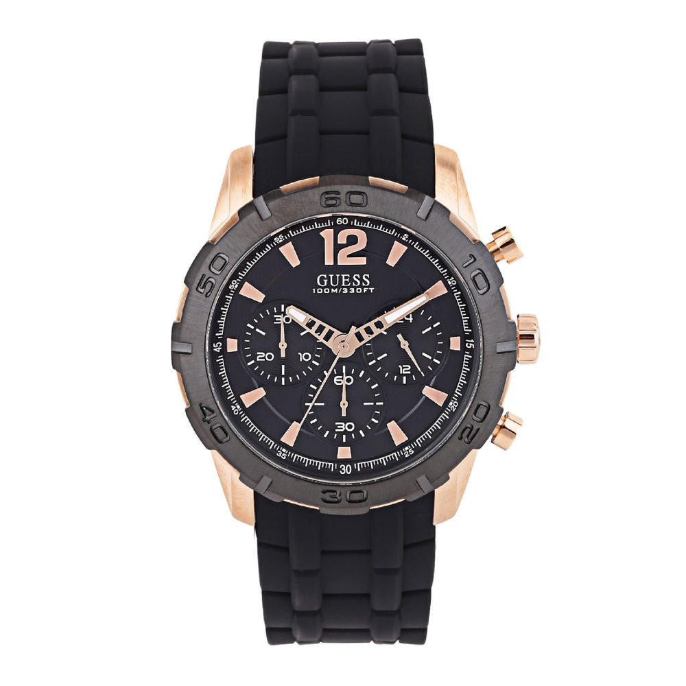  Shop Authentic Guess Caliber Chronograph Black Dial Black Rubber Strap Watch for Men  - W0864G2 - Luxxuri