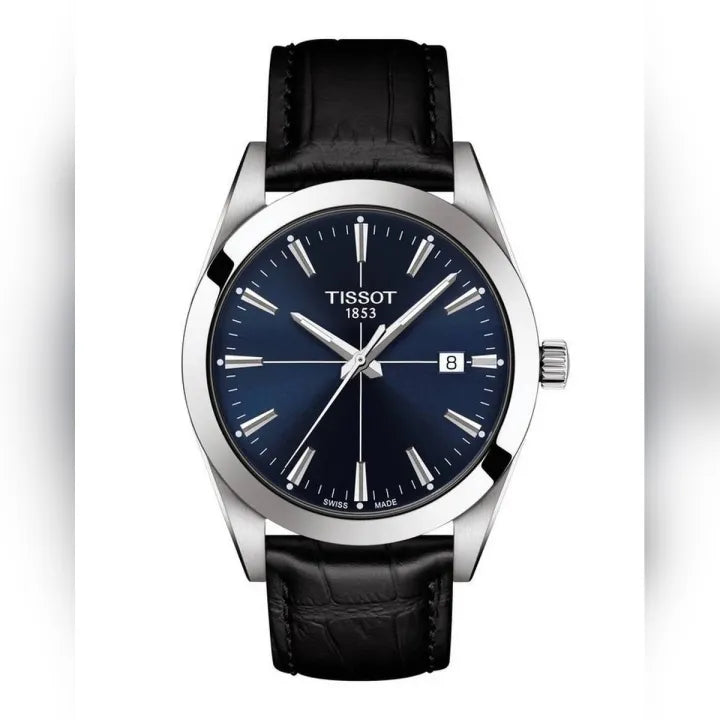  Shop Authentic Tissot Gentlemen Blue Dial Black Leather Strap Watch for Men - T127.410.16.041.01 - Luxxuri