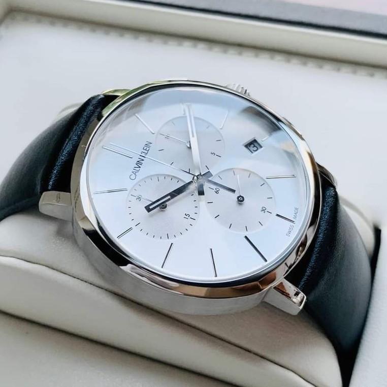  Shop Authentic Calvin Klein Posh Silver Dial Black Leather Strap Watch for Men - K8Q371C6 - Luxxuri