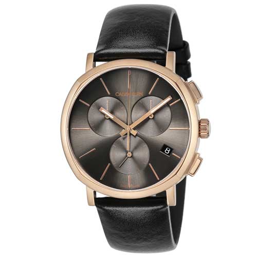  Shop Authentic Calvin Klein Posh Grey Dial Black Leather Strap Watch for Men - K8Q376C3 - Luxxuri