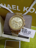  Shop Authentic Michael Kors Runway Chronograph Gold Dial Gold Steel Strap Watch For Women - MK5698 - Luxxuri