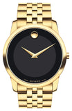  Shop Authentic Movado Museum Black Dial Gold Steel Strap Watch For Men - 606997 - Luxxuri