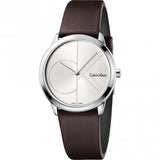  Shop Authentic Calvin Klein Minimal Silver Dial Brown Leather Strap Watch for Men - K3M221G6 - Luxxuri
