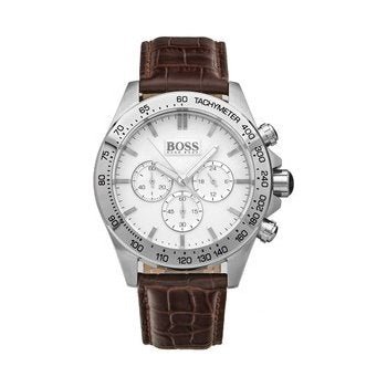  Shop Authentic Hugo Boss Ikon White Dial Brown Leather Strap Watch for Men - 1513175 - Luxxuri