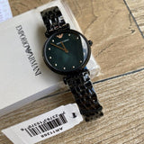  Shop Authentic Emporio Armani Gianni T-Bar Quartz Black Mother of Pearl Dial Black Steel Strap Watch For Women - AR11268 - Luxxuri