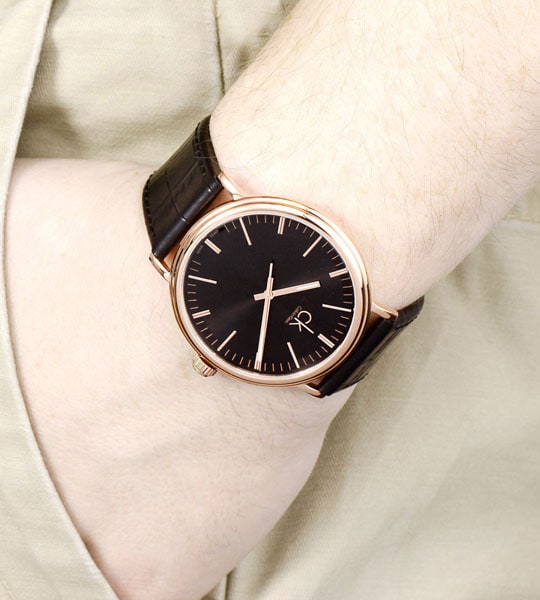  Shop Authentic Calvin Klein Surround Black Dial Black Leather Strap Watch for Men - K3W216C1 - Luxxuri