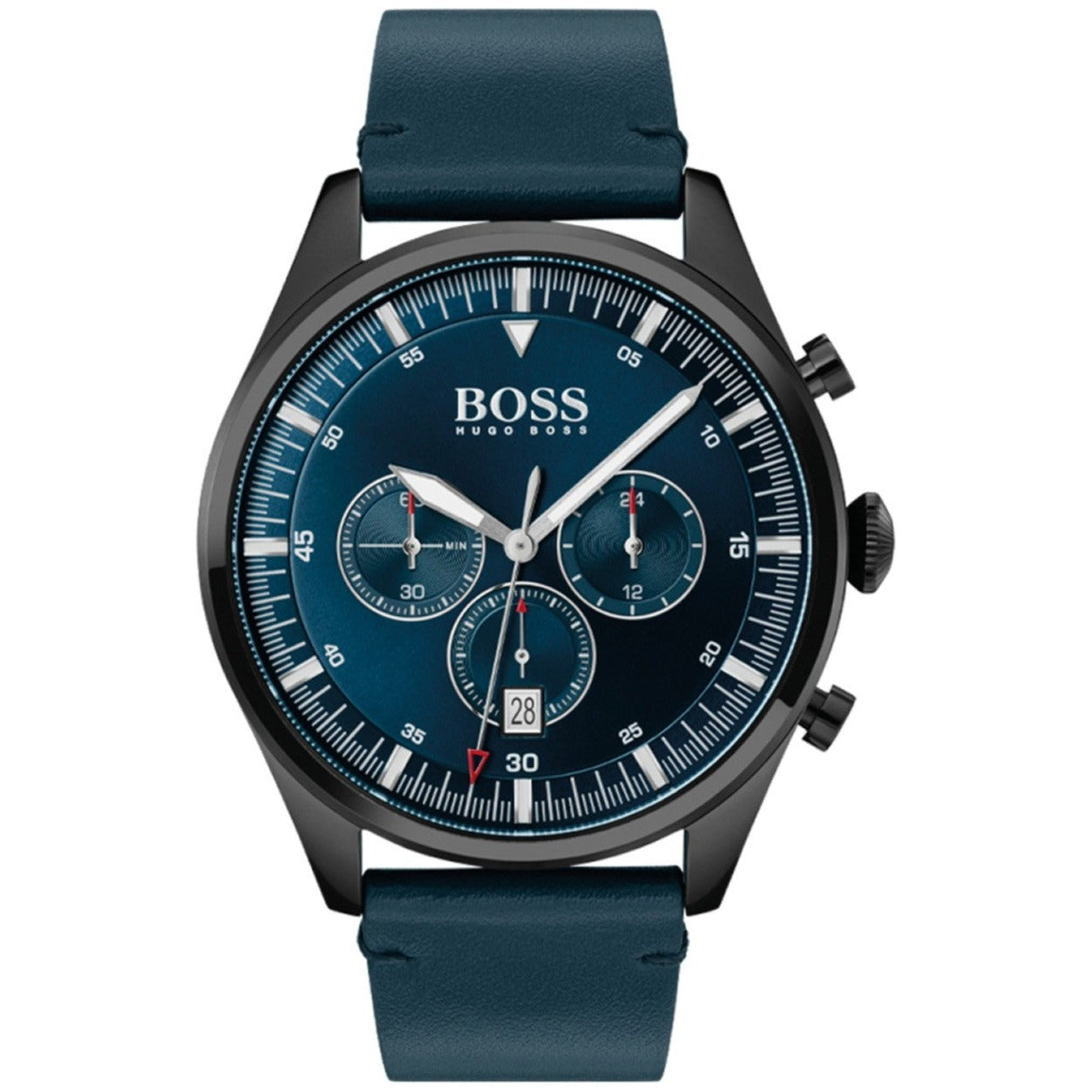  Shop Authentic Hugo Boss Pioneer Quartz Blue Dial Blue Leather Strap Watch For Men - 1513711 - Luxxuri