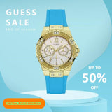  Shop Authentic Guess Limelight Crystal White Dial Light Blue Rubber Strap Watch for Women - W1053L6 - Luxxuri