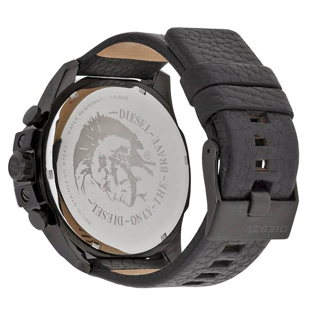  Shop Authentic Diesel Mega Chief Chronograph Black Dial Black Leather Strap Watch For Men - DZ4291 - Luxxuri