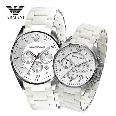  Shop Authentic Emporio Armani Sport Chronograph White Dial White Silicone Strap Watch For Men - AR5859 - Luxxuri