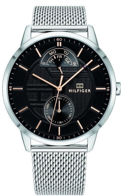  Shop Authentic Tommy Hilfiger Hunter Quartz Black Dial Silver Steel Strap Watch for Men - 1791610 - Luxxuri