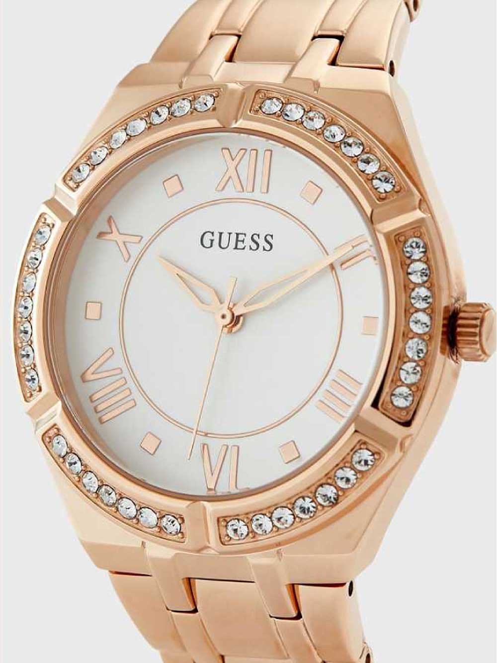  Shop Authentic Guess Cosmo Diamonds Silver Dial Rose Gold Steel Strap Watch For Women - GW0033L3 - Luxxuri