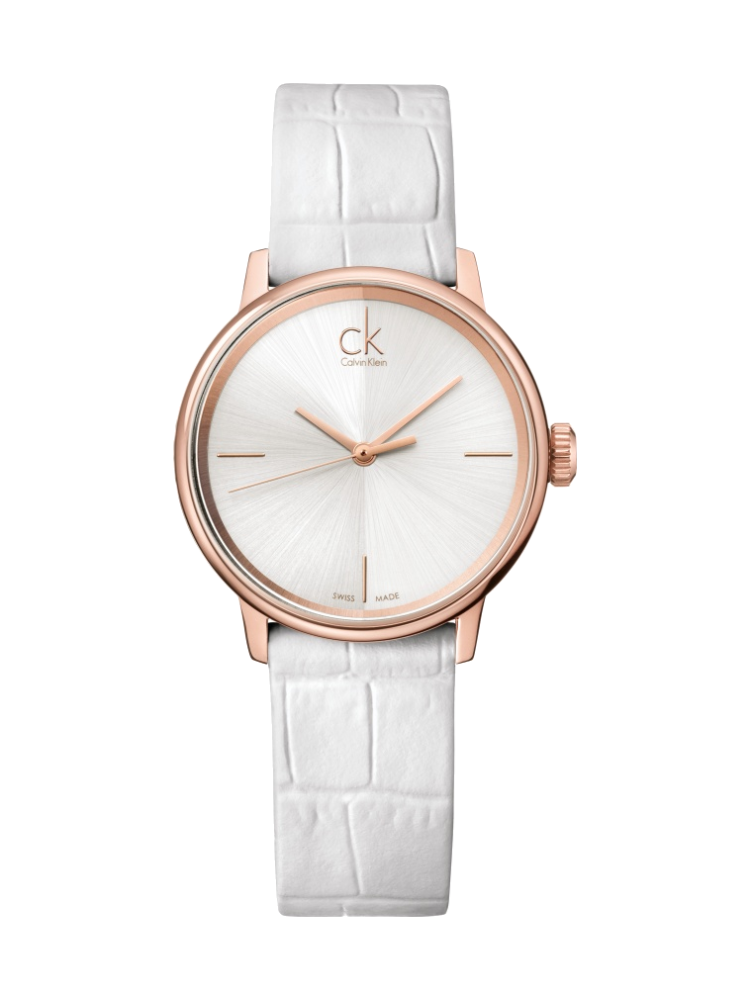  Shop Authentic Calvin Klein Accent White Dial White Leather Strap Watch for Women - K2Y2Y6K6 - Luxxuri