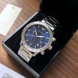  Shop Authentic Emporio Armani Mario Chronograph Blue Dial Silver Steel Strap Watch For Men - AR11306 - Luxxuri