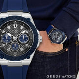  Shop Authentic Guess Legacy Grey Dial Blue Silicone Strap Watch For Men - W1049G1 - Luxxuri