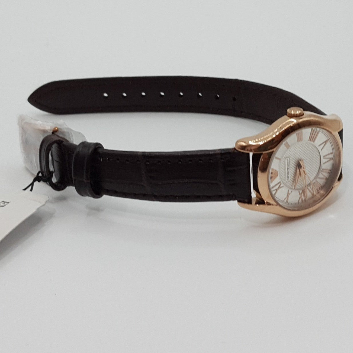 Emporio Armani Classic White Dial Brown Leather Strap Watch For Men - AR9035