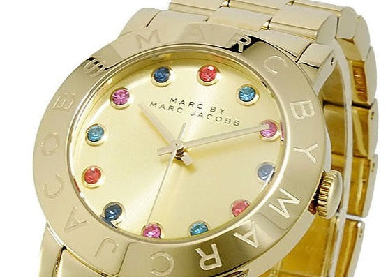 Marc Jacobs Blade Gold Dial Gold Steel Strap Watch for Women - MBM3141