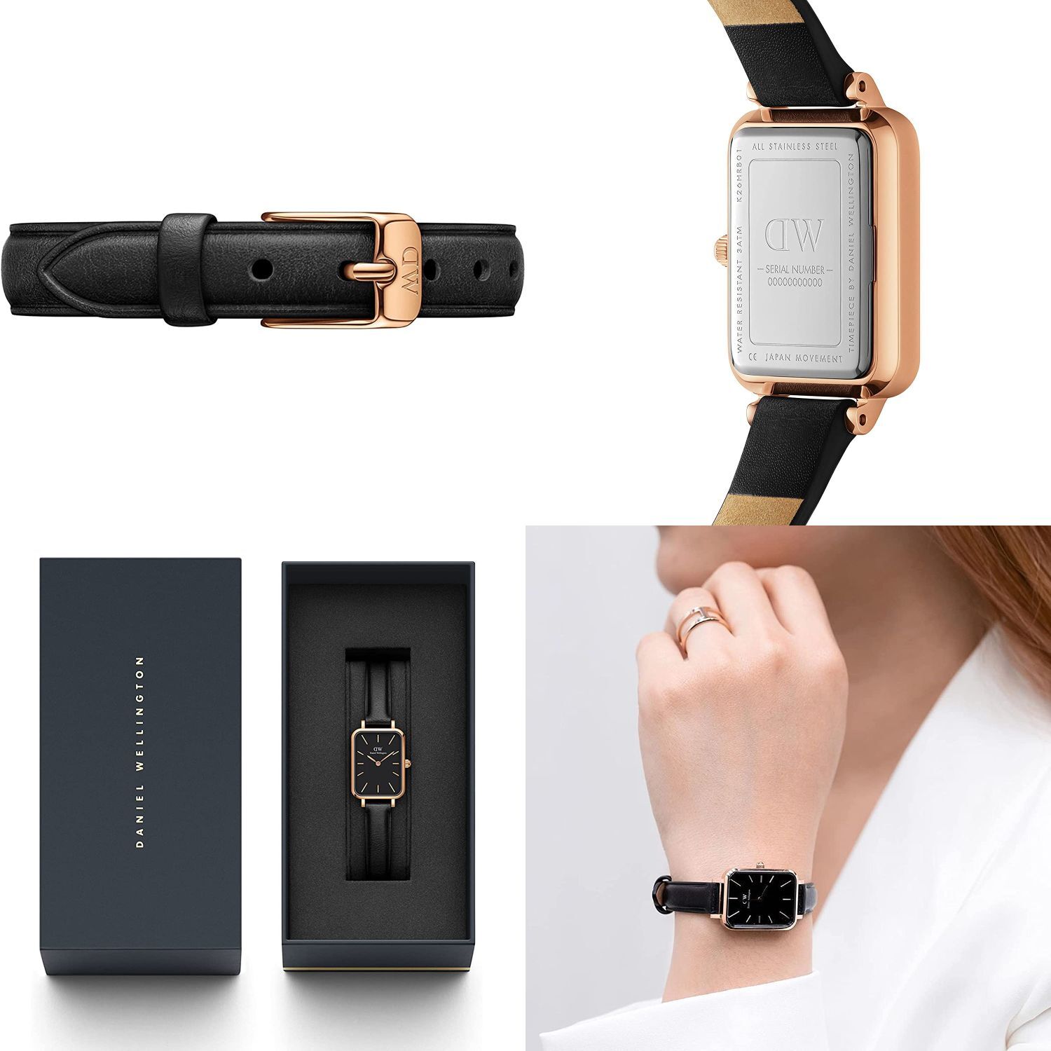  Shop Authentic Daniel Wellington Quadro Sheffield Black Dial Black Leather Strap Watch For Women - DW00100435 - Luxxuri