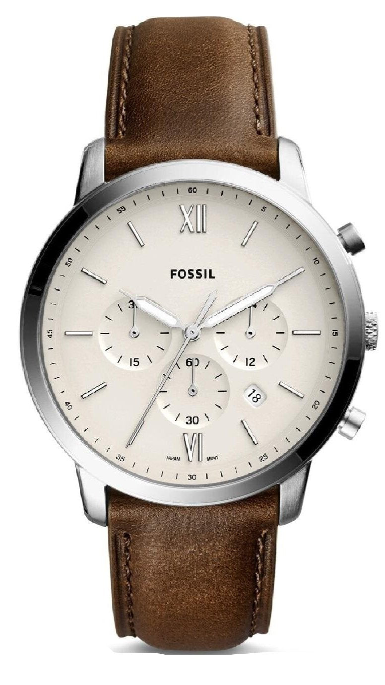  Shop Authentic Fossil Neutra Chronograph White Dial Brown Leather Strap Watch for Men - FS5380 - Luxxuri