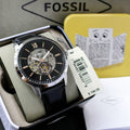 Shop Authentic Fossil Townsman Skeleton Black Dial Black Leather Strap Watch for Men - ME3153 - Luxxuri
