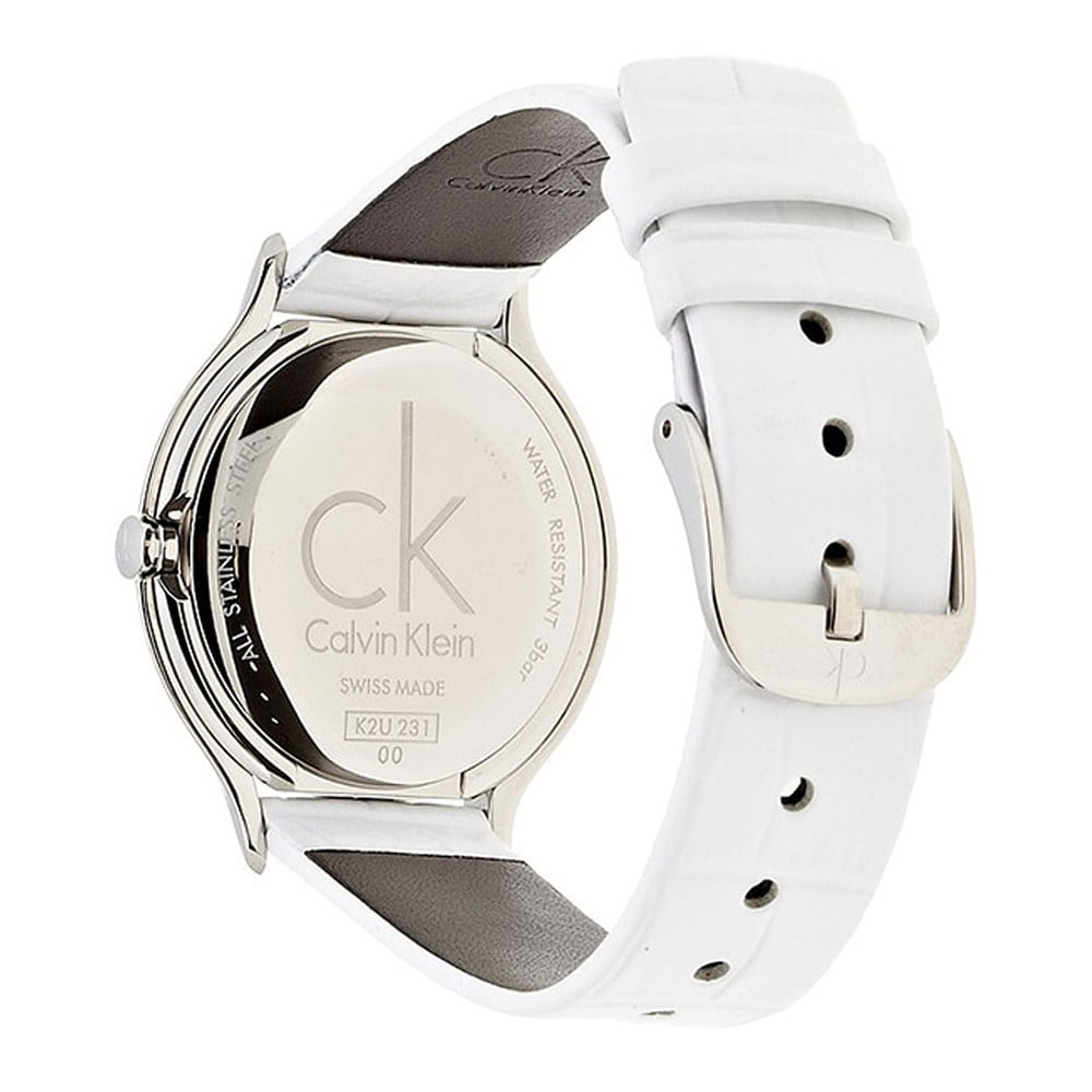 Shop Authentic Calvin Klein Skirt White Dial White Leather Strap Watch for Women - K2U291L6 - Luxxuri