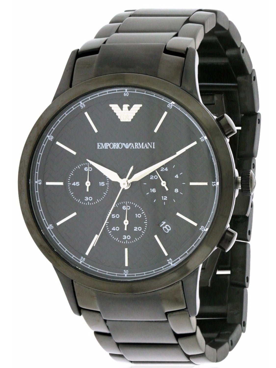 Shop Authentic Emporio Armani Dress Chronograph Quartz Black Dial Black Stainless Steel Strap Watch For Men - AR2485 - Luxxuri