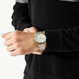  Shop Authentic Emporio Armani Kappa Quartz Silver Dial Two Tone Mesh Bracelet Watch For Men - AR11093 - Luxxuri