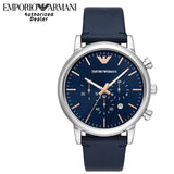  Shop Authentic Emporio Armani Luigi Chronograph Blue Dial Blue Leather Strap Watch For Men - AR11451 - Luxxuri