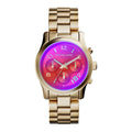 Michael Kors Runway Iridescent Pink Dial Gold Steel Strap Watch for Women - MK5939