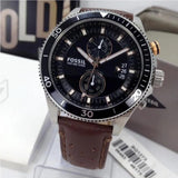  Shop Authentic Fossil Wakefield Black Dial Brown Leather Strap Watch for Men - CH2944 - Luxxuri