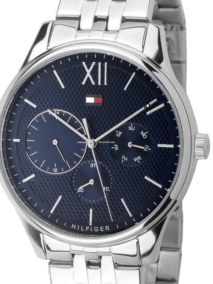  Shop Authentic Tommy Hilfiger Damon Chronograph Blue Dial Silver Steel Strap Watch for Men - 1791416 - Luxxuri