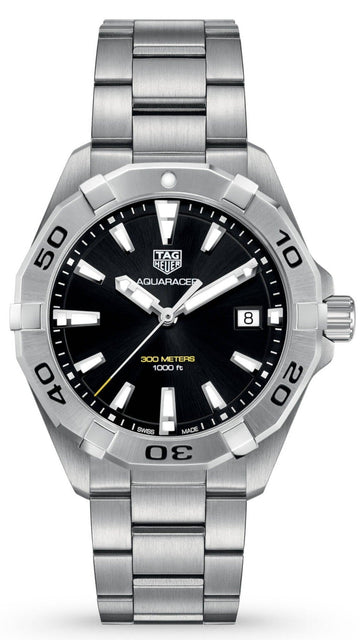  Shop Authentic Tag Heuer Aquaracer Black Dial Silver Steel Strap Watch for Men - WBD1110.BA0928 - Luxxuri