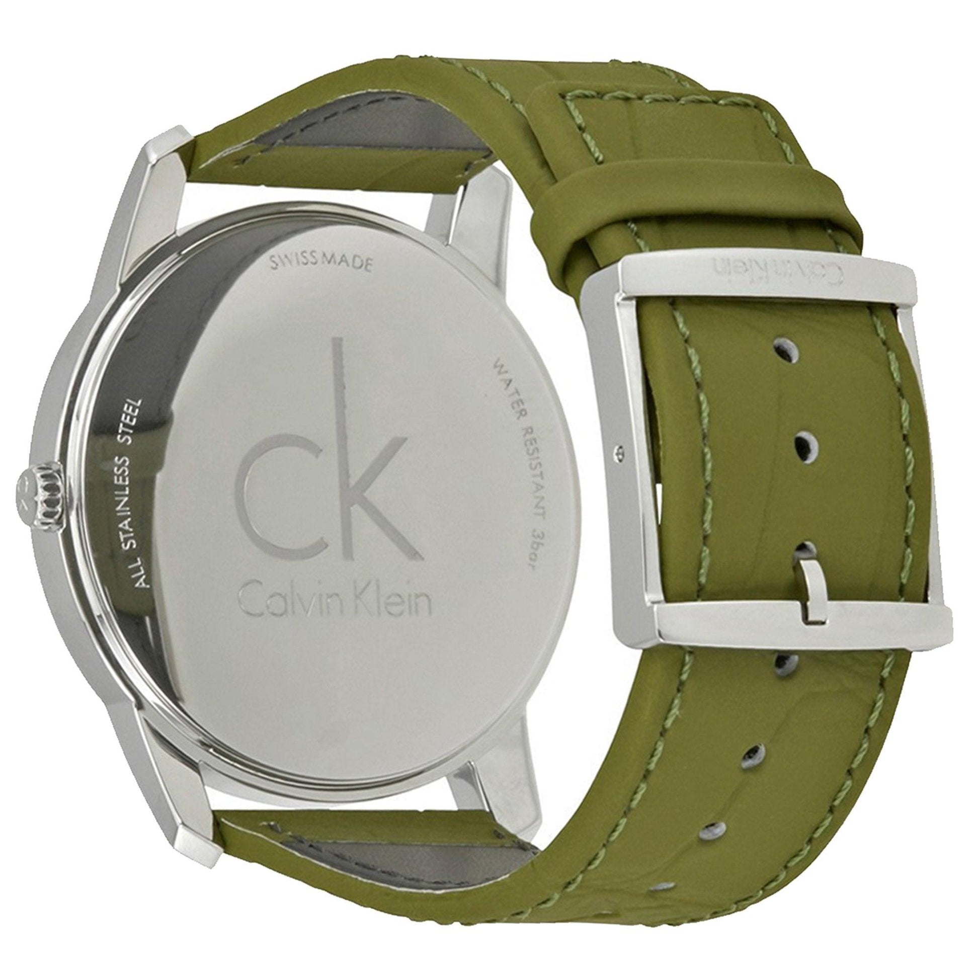  Shop Authentic Calvin Klein City Green Dial Green Leather Strap Watch for Men - K2G211WL - Luxxuri