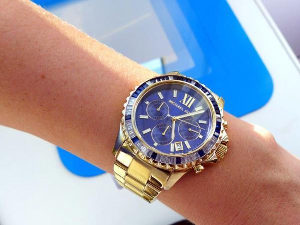  Shop Authentic Michael Kors Everest Chronograph Blue Dial Gold Steel Strap Watch for Women - MK5754 - Luxxuri