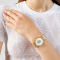  Shop Authentic Versace Palazzo Empire Greca White Dial Gold Mesh Bracelet Watch for Women - VEDV00619 - Luxxuri