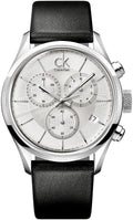  Shop Authentic Calvin Klein Masculine Chronograph White Dial Black Leather Strap Watch for Men - K2H27120 - Luxxuri