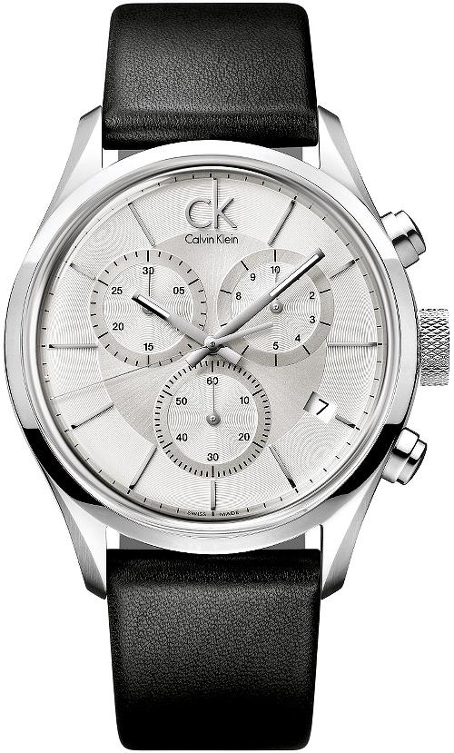  Shop Authentic Calvin Klein Masculine Chronograph White Dial Black Leather Strap Watch for Men - K2H27120 - Luxxuri