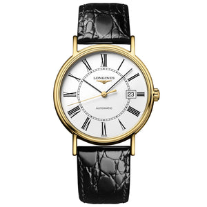  Shop Authentic Longines Presence 25.5mm Automatic White Dial Black Leather Strap Watch for Women - L4.921.2.11.2 - Luxxuri